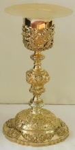 Ornate French antique solid silver gilt Baroque Chapel Set